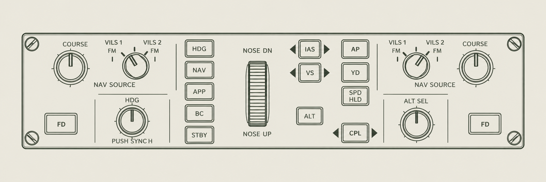 ATR flight guidance panel line drawing