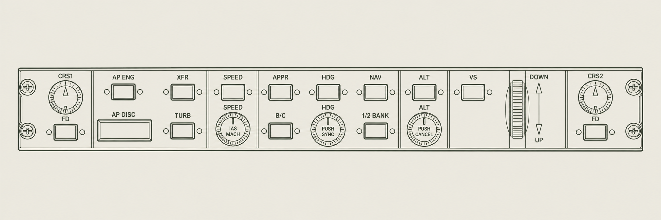 CRJ flight guidance panel line drawing
