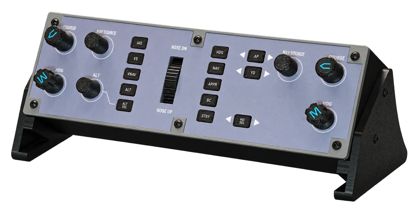 Q400 FGCP with backlight off, showing the knobs, front panel and desktop stand
